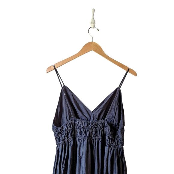 J Crew Maxi Dress V-neck smocked-waist in cotton poplin BR450 Black NWT - Picture 6 of 15